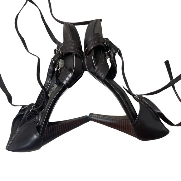 Rudsak Brown Leather Strappy Lace Heels Size 38 Pre-Owned - Picture 3 of 8